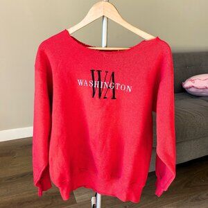 Off the shoulder red crewneck